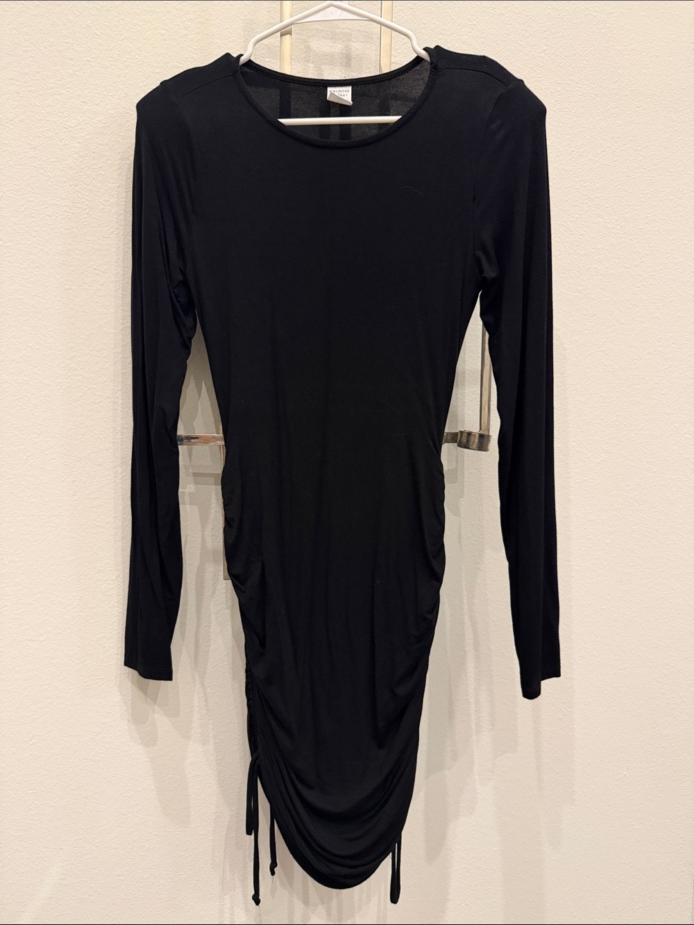 Melrose and Market Black Long-Sleeve Ruched Side Dress